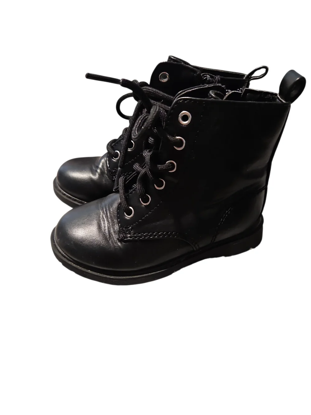 Kids Black Lace-Up Combat Boots Wonder Nation Size 8 C Toddler